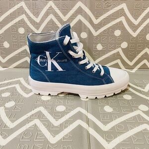 Rare Calvin Klein denim chunky Lug loafers shoes sneakers